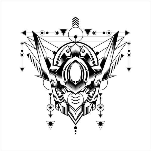 Robot hücre başı illüstrasyonu, logo, oyun logosu, tişört ve daha fazlası için kullanılabilir.