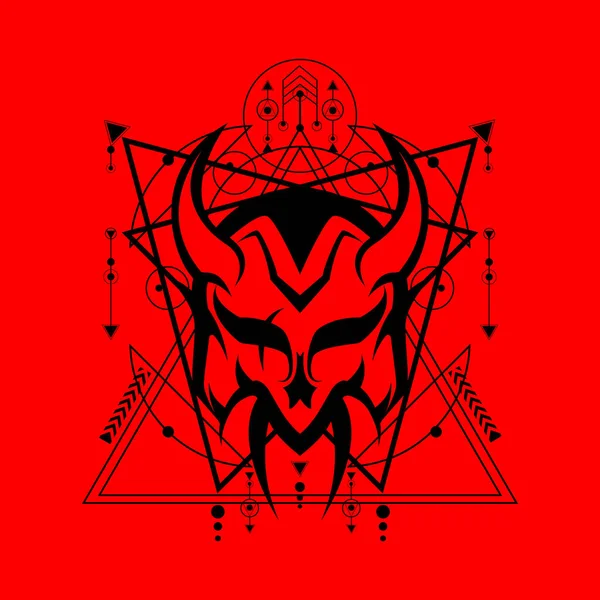 Devil Sacred Geometry Red Background Can Use Tattoo Logo More — стоковый вектор