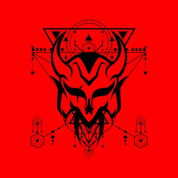赤い背景の悪魔の神聖な幾何学は タトゥー ロゴなど 編集可能な色とサイズのために使用することができます — ストックベクタ