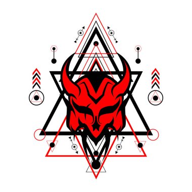Şeytan Kutsal Geometri beyaz arka planda, dövme, logo, oyun ve daha fazlası için kullanılabilir, düzenlenebilir renk ve boyut