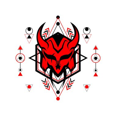 Şeytan Kutsal Geometri beyaz arka planda, dövme, logo, oyun ve daha fazlası için kullanılabilir, düzenlenebilir renk ve boyut