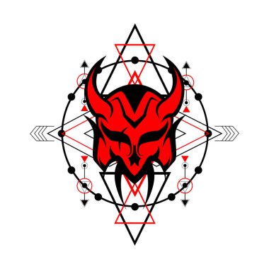 Şeytan Kutsal Geometri beyaz arka planda, dövme, logo, oyun ve daha fazlası için kullanılabilir, düzenlenebilir renk ve boyut