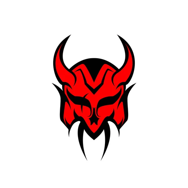 Devil Mask Белом Фоне Черном Lineart Использовать Татуировок Логотипа Многое — стоковый вектор