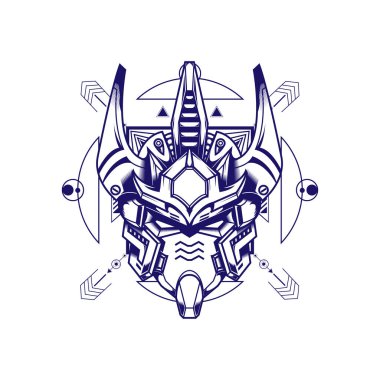 Atlantik Gundam 'ı kutsal geometri ve beyaz renklerle