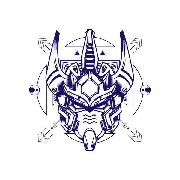 Atlantian Gundam Con Geometría Sagrada Color Blanco — Vector de stock