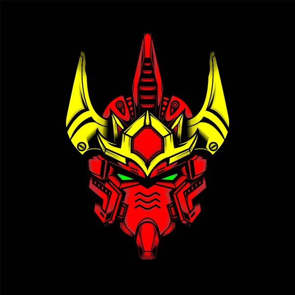 Kutsal geometri ve kırmızı renkli Mecha Head, maskot logosu, oyun logosu, tişört ve daha fazlası için kullanılabilir.