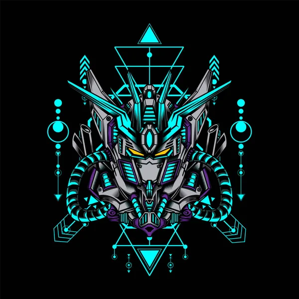 Kutsal geometriye sahip Ultimate Prime Robot Illustration oyun logosu, spor logosu ve daha fazlası için kullanılabilir