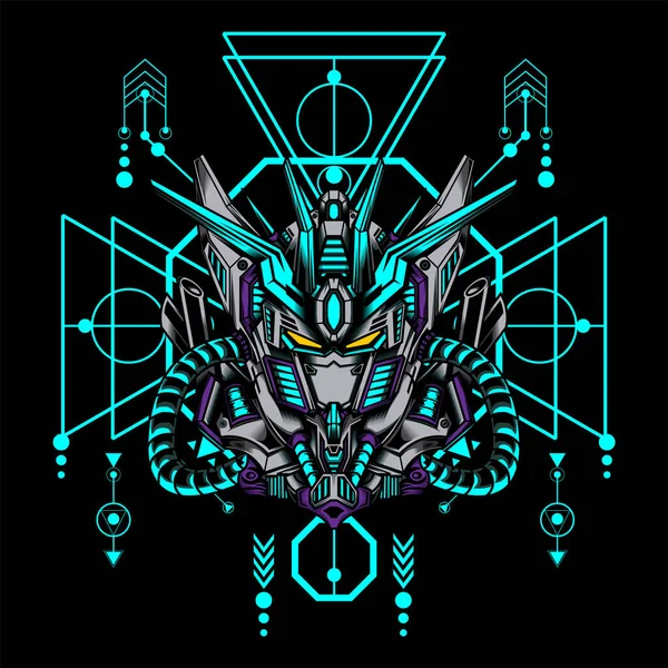 Kutsal geometriye sahip Ultimate Prime Robot Illustration oyun logosu, spor logosu ve daha fazlası için kullanılabilir
