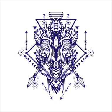 Kutsal geometriye sahip Mecha Virüsü İllüstrasyonu oyun logosu olarak kullanılabilir