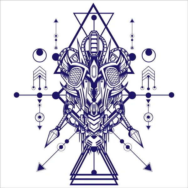 Kutsal geometriye sahip Mecha Virüsü İllüstrasyonu oyun logosu olarak kullanılabilir