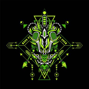 Kutsal geometrik çerçeveli Böcek Başı Vektörü şablon ve t-shirt tasarımı için kullanılabilir