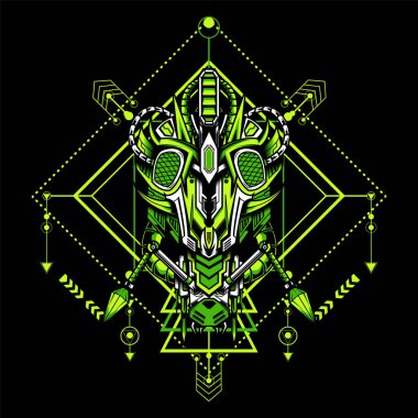 Kutsal geometrik çerçeveli Böcek Başı Vektörü şablon ve t-shirt tasarımı için kullanılabilir