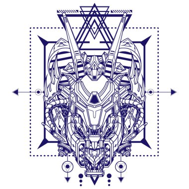 Oyun kartı, oyun logosu ve daha fazlası için Cyber Wolf Illustration