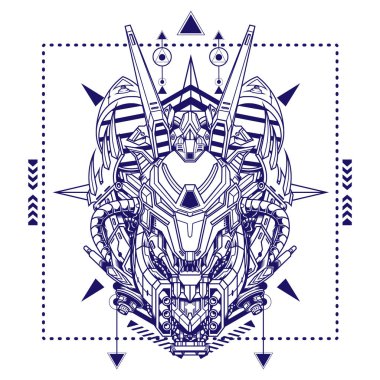 Oyun kartı, oyun logosu ve daha fazlası için Cyber Wolf Illustration