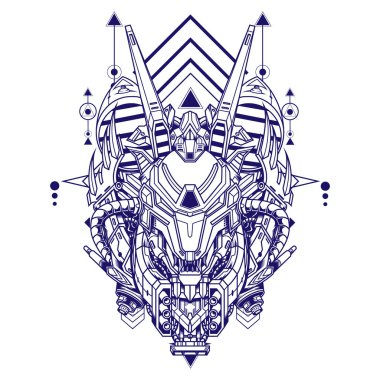 Oyun kartı, oyun logosu ve daha fazlası için Cyber Wolf Illustration