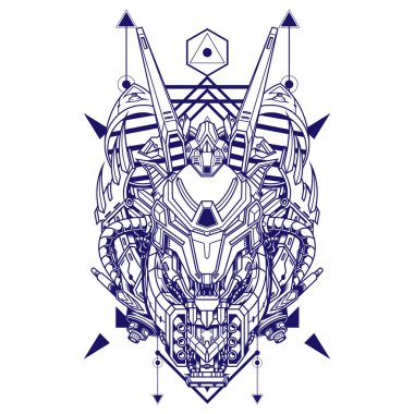 Oyun kartı, oyun logosu ve daha fazlası için Cyber Wolf Illustration