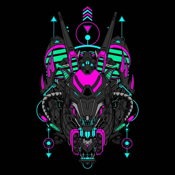 Tiger Head Cyberpunk Color Scheme Można Użyć Naklejki Logo Odzieży — Wektor stockowy
