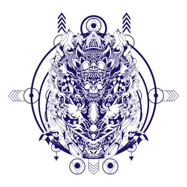 Tanrı ve Şeytani İllüstrasyon tişört tasarımı ve e-spor logosu için kullanılabilir