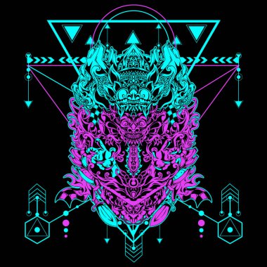 Kutsal geometriye sahip Tanrı Kültür İllüstrasyonu oyun logosu ve tişört tasarımı için kullanılabilir.