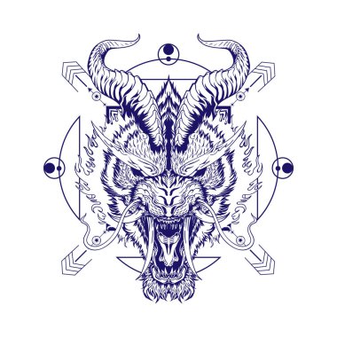 Tişört tasarımı ve e-spor logosu için efsanevi Tiger Head Illustration kullanılabilir