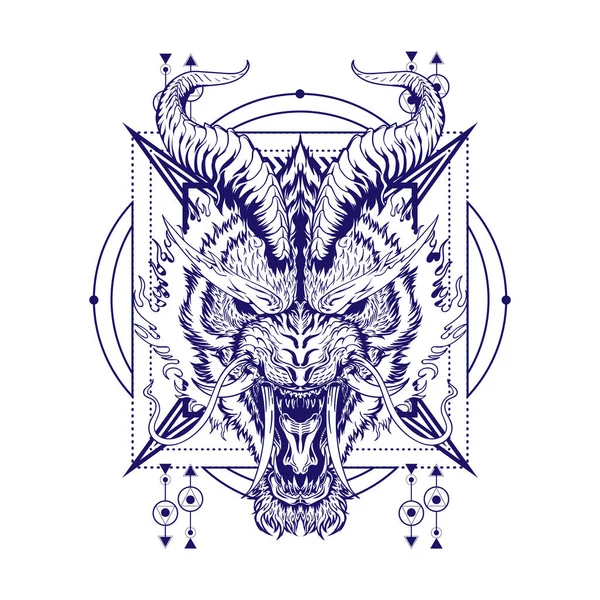 Mythical Tiger Head Illustration Può Essere Utilizzato Design Della Shirt — Foto Stock