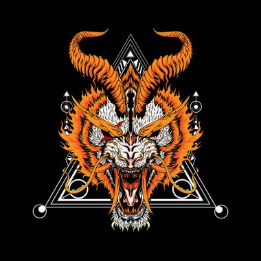 Beyaz Kaplan İllüstrasyonu maskot logosu, oyun logosu ve tişört tasarımı için kullanılabilir