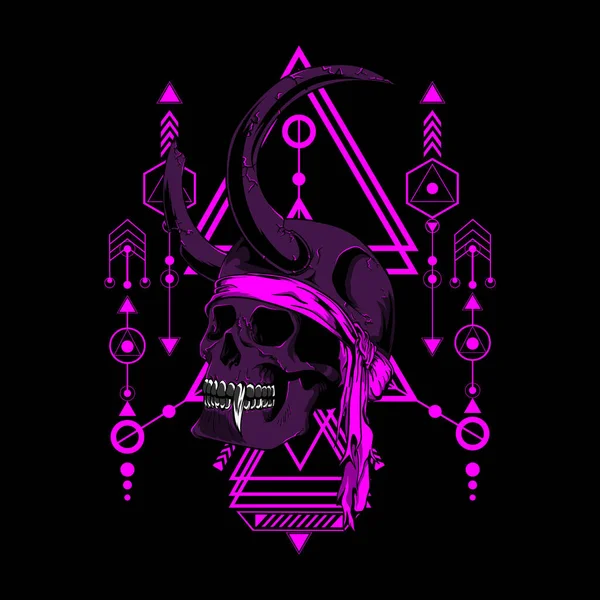 Black Pearl Skull Ilustracja Świętą Geometrią Może Być Użyta Logo — Wektor stockowy