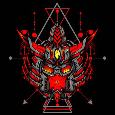 Kutsal geometriye sahip Japon Samuray Robotu oyun logosu olarak kullanabilir.