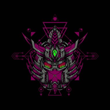 Cyborg Samuray İllüstrasyonu e-spor ve oyun logosu olarak kullanılabilir