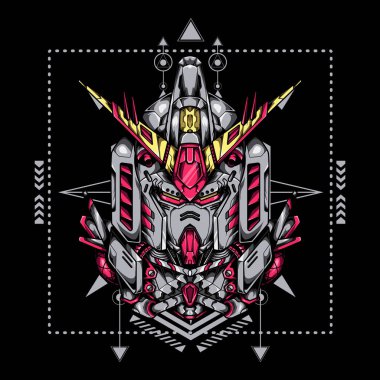 Futuristik Robot İllüstrasyonu oyun logosu ve poster tasarımı için kullanılabilir