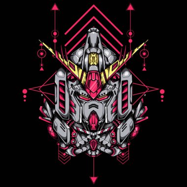 Futuristik Robot İllüstrasyonu oyun logosu ve poster tasarımı için kullanılabilir