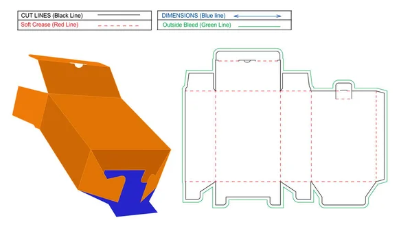 Tuck Top Snap Lock Modèle Ligne Dialogue Inférieure Boîte Rendu — Image vectorielle