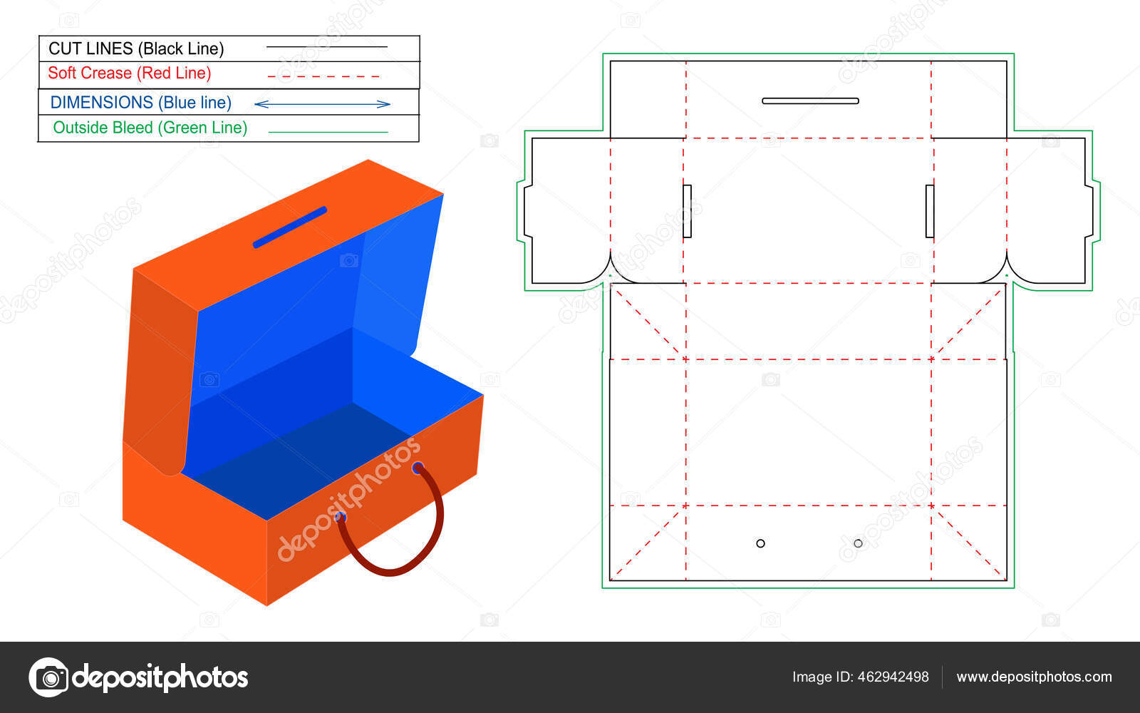Gift Box Custom Shoe Box Dieline Tamplate Rendaring Box Packaging Stock Vector Image by