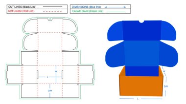 Yönlendirilmiş posta kutusu veya gönderim kutusu dizin şablonu ve 3D oluşturma dosyasını rulo Ucu Tuck (REFT)