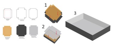 Sert tepsi kutusu, sert iç kutu, lüks kutu 3D vektör tasarımı.