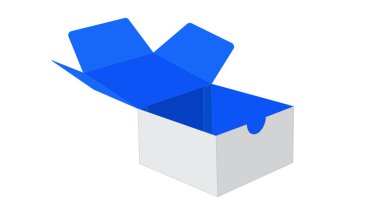 Custom box 3D vector illustration easily color change able editable and for mockup propuse white outer blue inner box