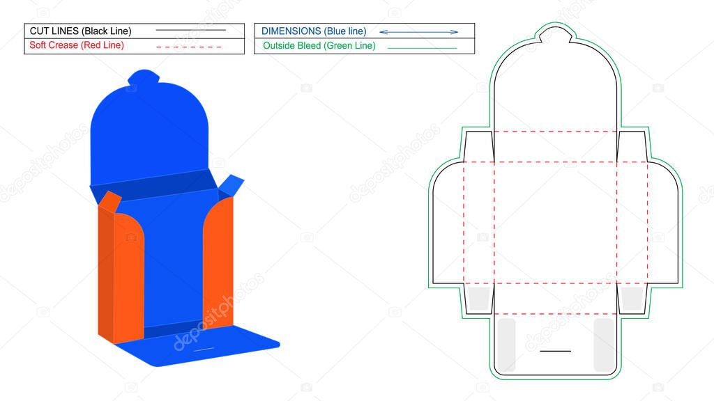 Shirt box, Garments box dieline template and 3D render vector illuatration
