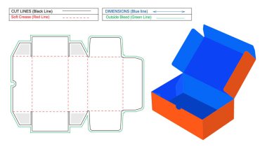 Kek kutusu, yemek kutusu, düşük maliyetli yeni modern gümrük ve kolayca kullanılabilen yemek kutusu dizilişi şablonu ve 3D vektör
