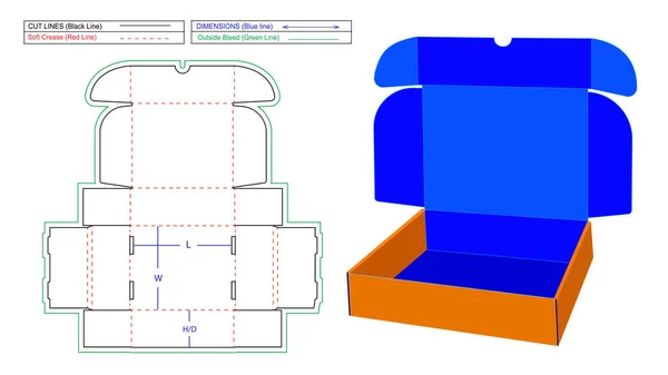 Mailer Abonnementbox Mit Klappenmulde Kerben Wellpappe Versand Roll End Box — Stockvektor