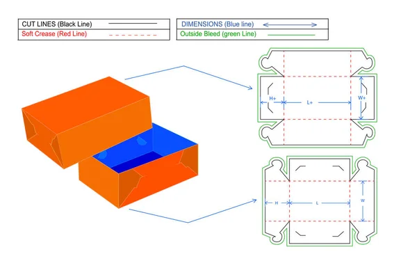 Kartonowe Pudełko Falistym Szablonem Dieline Edytowalne Rozmiaralne Pudełko Standardowe Renderowaniem — Wektor stockowy