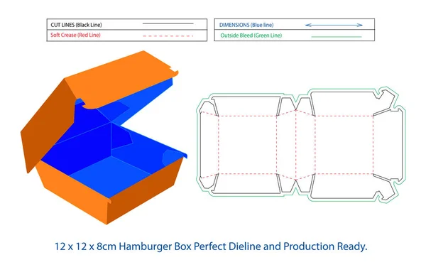 Düzenlenebilir ve mükemmel bir hamburger kutusu dizisi ya da Die-cut şablonu Çevre dostu, Tutkal Kullanmayan kutu, Fast Food Burger Box