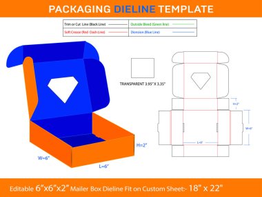 Elmas Şekli Kraft Mailer Pencere Kutusu Lazer Kesme Şablonu