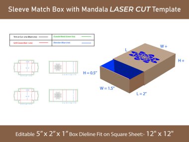 Mandala Lazer Kesimi ile kol kibrit kutusu şablonu