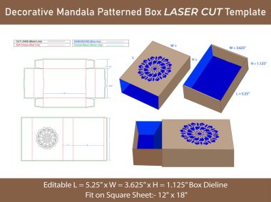 Dekoratif Mandala desenli kutu, Kol Çekmecesi Kutusunda Şablon