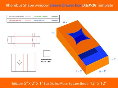 Yaratıcı Rhombus Şekli Pencere Kolu Çekmecesi Lazer Kesme Şablonu
