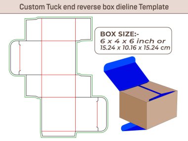 Özel Tuck sonu ters kutu 6x4x6 Inch dizin şablonu
