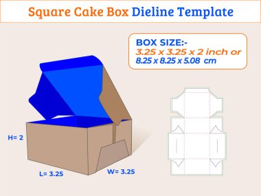 3.25x 3.25x 2 inç kare yiyecek kutusu