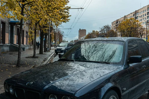 City Street Auto Reflexion Herbst — Stockfoto