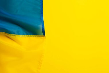 Bağımsızlık Günü onuruna sarı bir zemin üzerinde dokulu Ukrayna bayrağı.