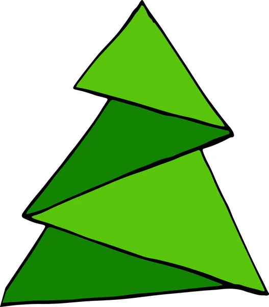 Albero di Natale verde per illustrazioni per bambini, disegno carta regalo, web design, libri per bambini. — Vettoriale Stock